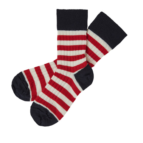 Classic Stripe Socks – ecru/red