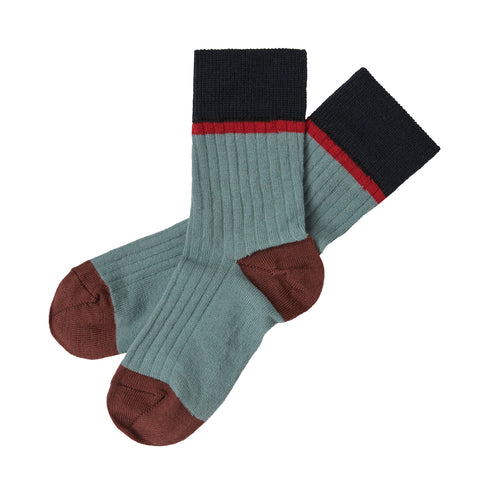 Colour Block Socks – misty green