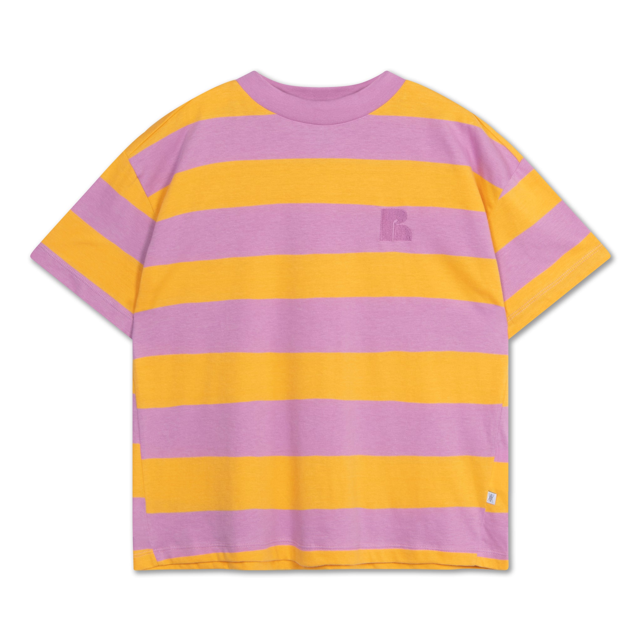 Oversized Boxy Tee – orchid marigold black stripe