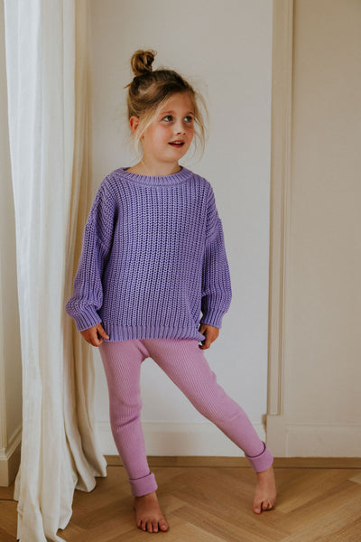 Knitted Leggings Fine Rib – orchid