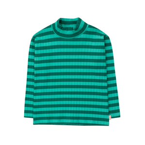 Stripes Mockneck Tee – emerald/dark green