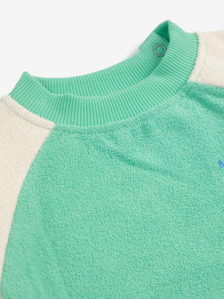 Green Color Block Terry Sweatshirt