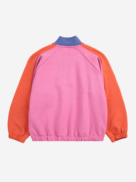 Smiling Color Block 1/4 Zipped Sweatshirt