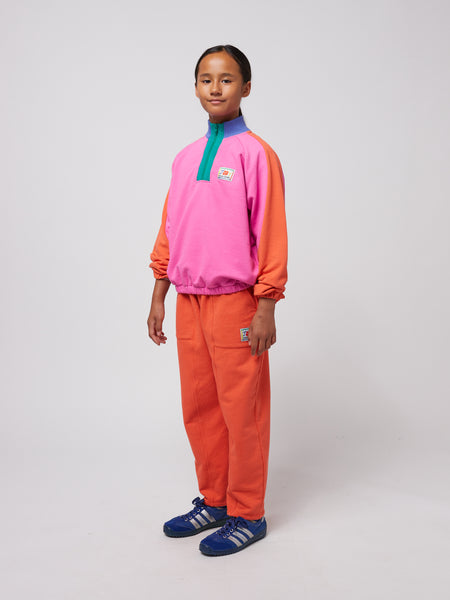 Smiling Color Block 1/4 Zipped Sweatshirt