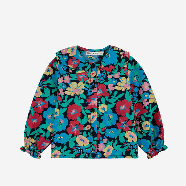 Baby Flowers All Over Woven Blouse – midnight blue