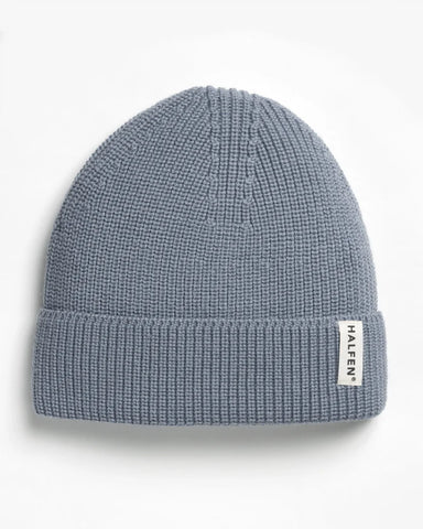 Strick Beanie Merino – rauchblau