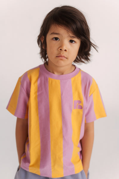 Oversized Boxy Tee – orchid marigold black stripe