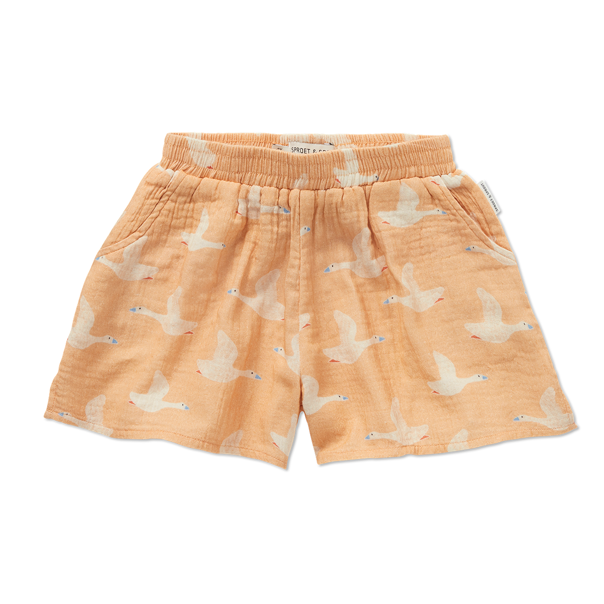 Muslin Loose Shorts Goose Print