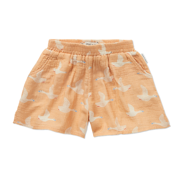 Muslin Loose Shorts Goose Print