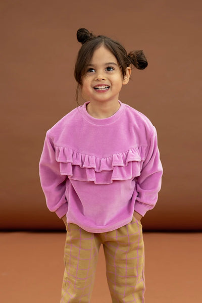 Velvet Sweatshirt Ruffle – purple pink