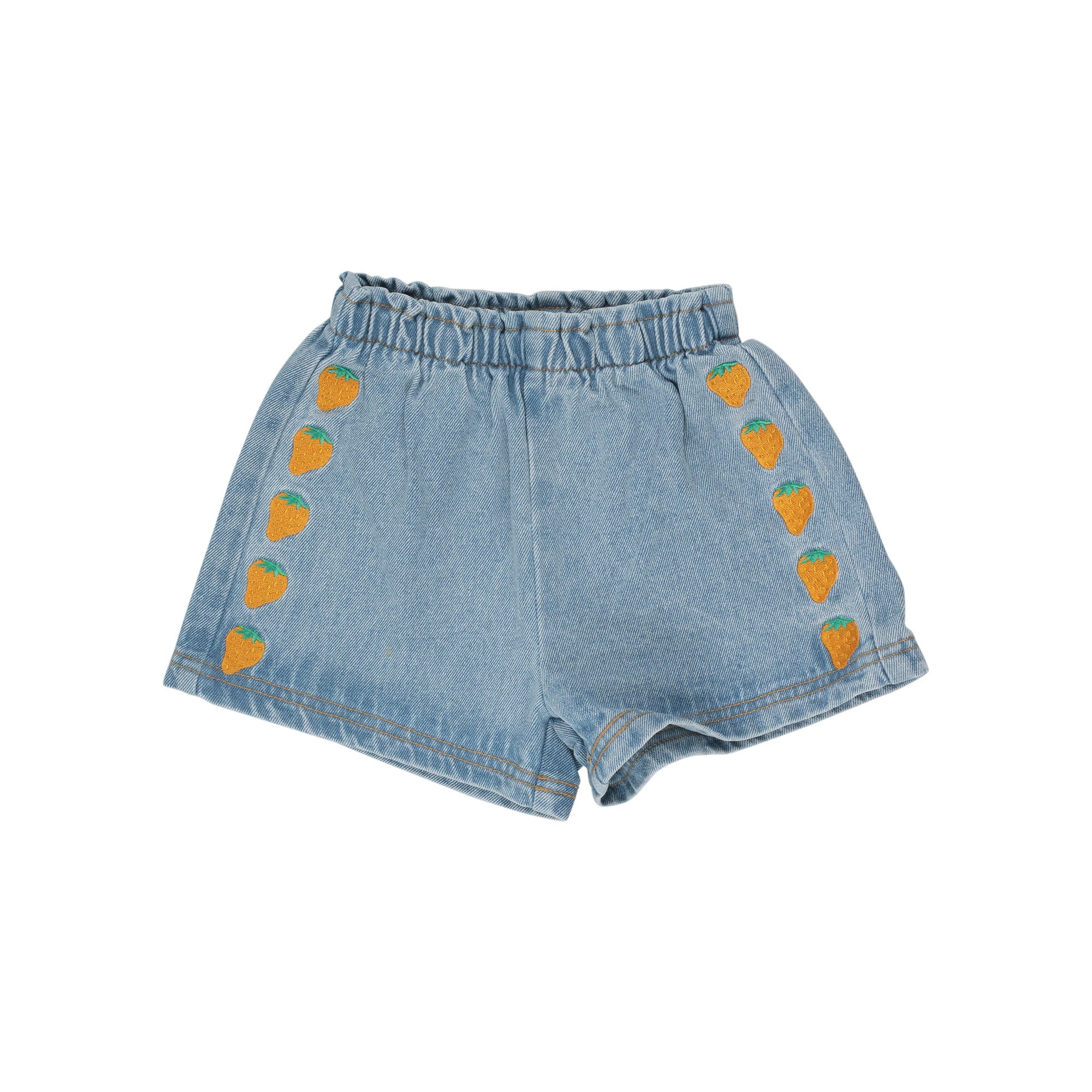 Strawberries Woven Short – light blue denim