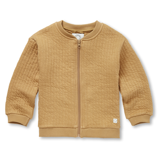 Zip Quilted Cardigan – light mustard