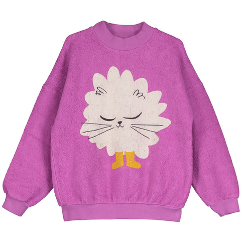 Teddy Sweatshirt Kitten in Boots – orchid