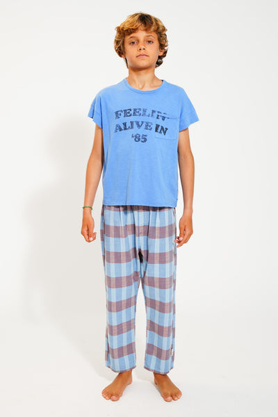 T-Shirt Blue – "Feelin' alive" print