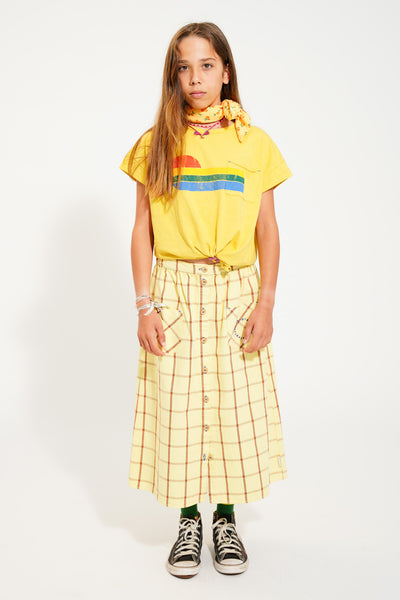 T-Shirt Yellow – multicolor wave print