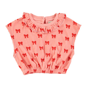 Sleeveless Blouse Collar – pink/red bows