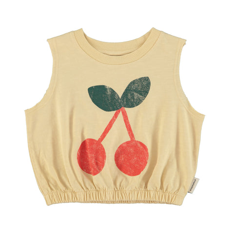 Sleeveless Top Sand – Cherry print