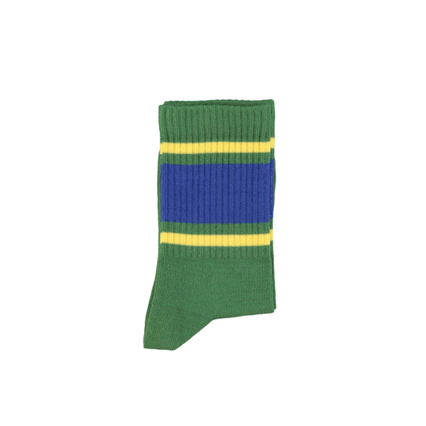 Socks Green – blue & yellow stripes