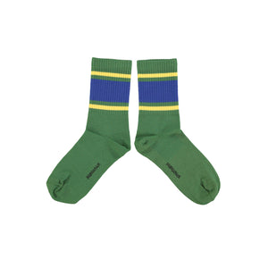 Socks Green – blue & yellow stripes