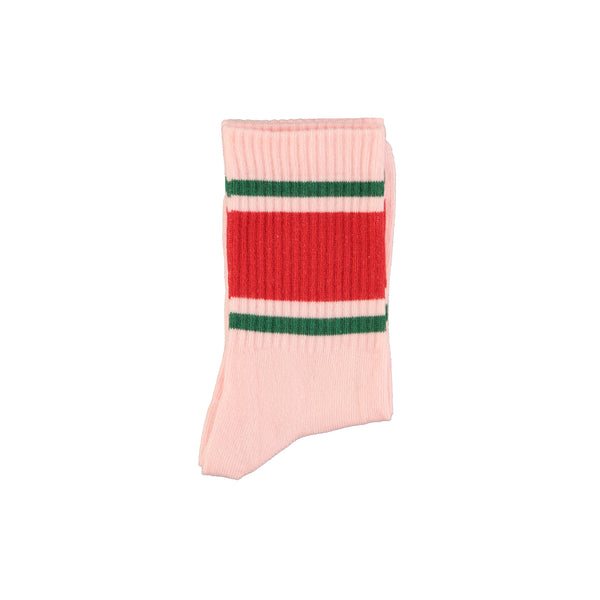 Socks Pink – red & green stripes