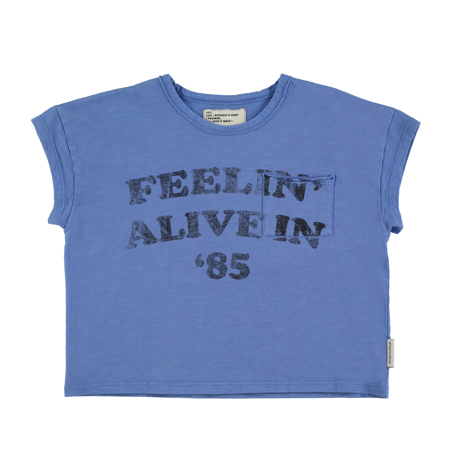 T-Shirt Blue – "Feelin' alive" print