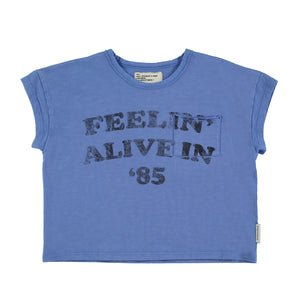 T-Shirt Blue – "Feelin' alive" print